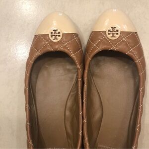 Tory Burch tan quilted flats